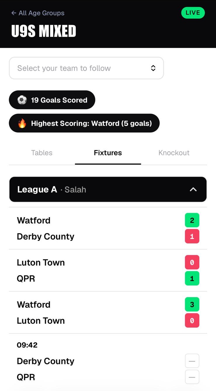 FixtureHub public hub — live fixtures view